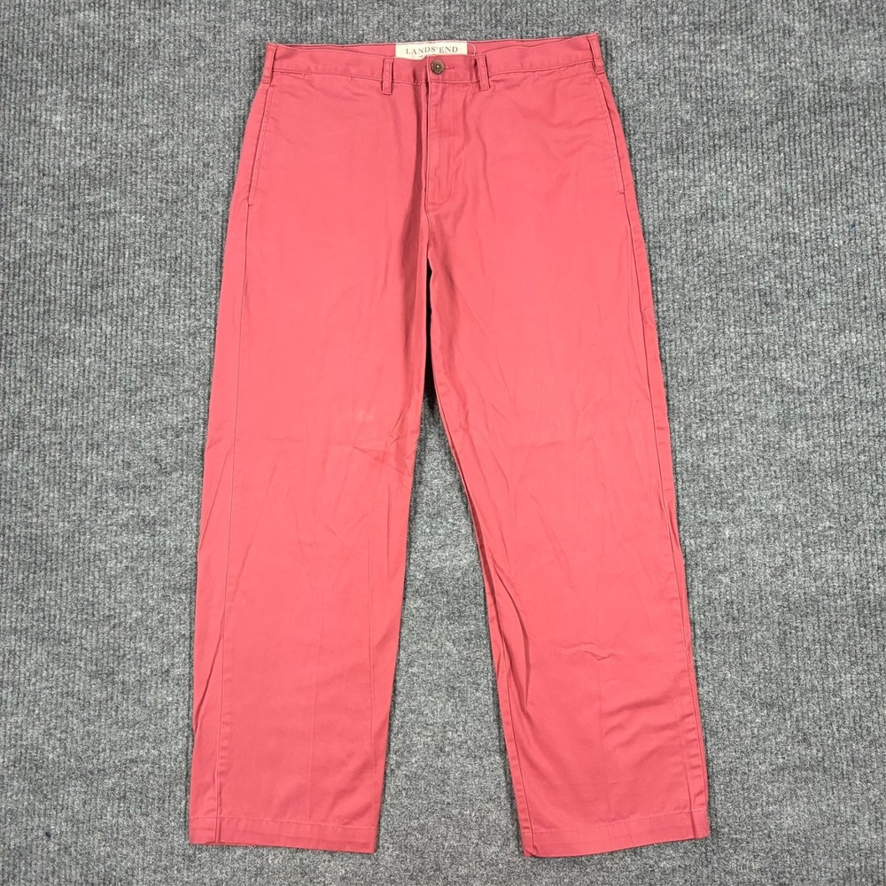 Lands' End Legacy Chino Pants Mens Size 36 Pink Flat Front Casual Cotton